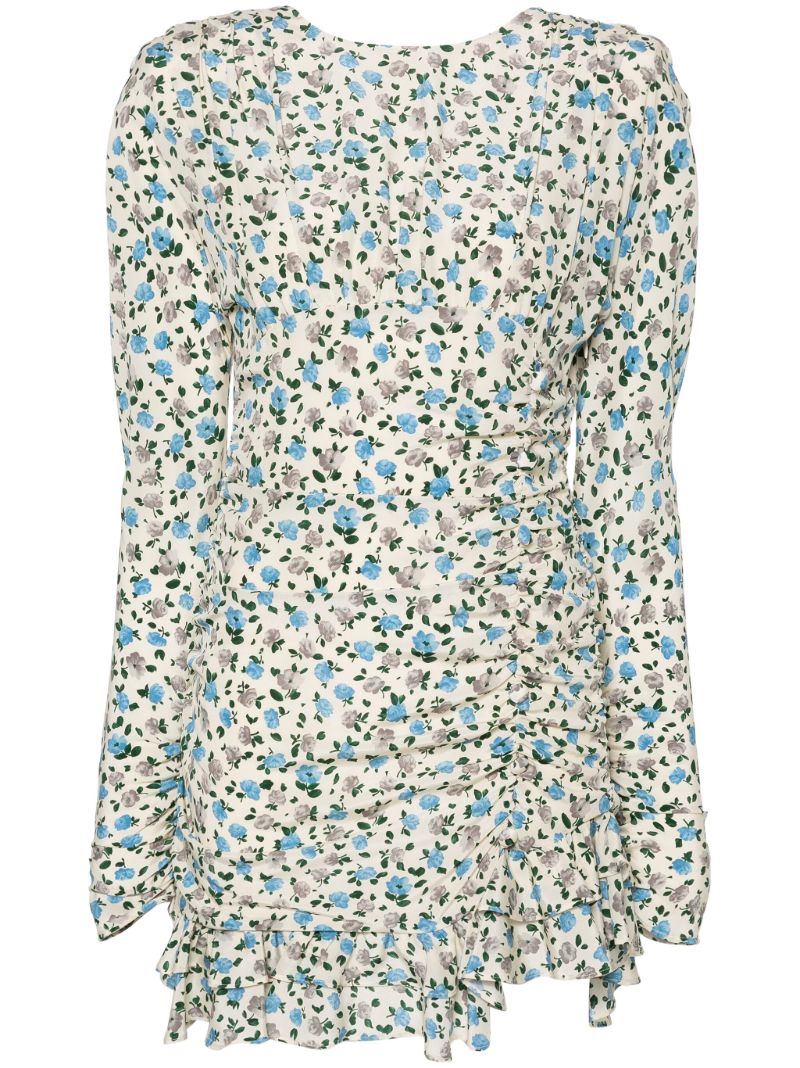 Neutral Floral-print Silk Dress