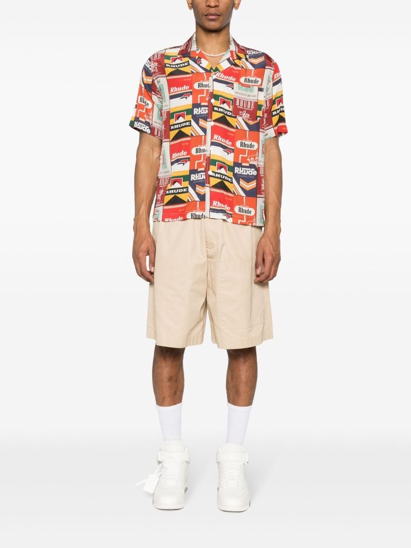 Red Graphic-print Silk Shirt
