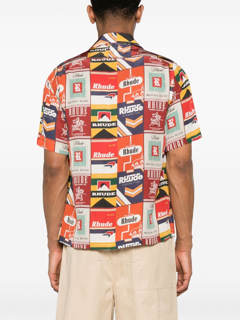 Red Graphic-print Silk Shirt
