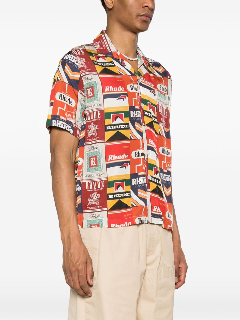 Red Graphic-print Silk Shirt