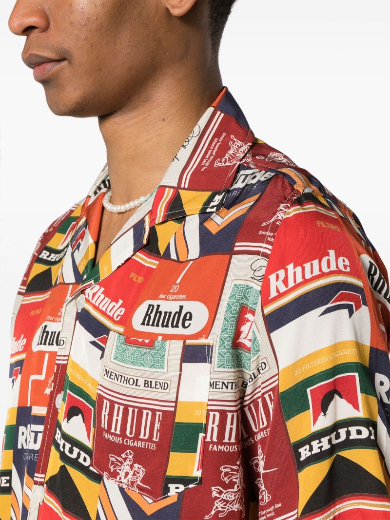 Red Graphic-print Silk Shirt