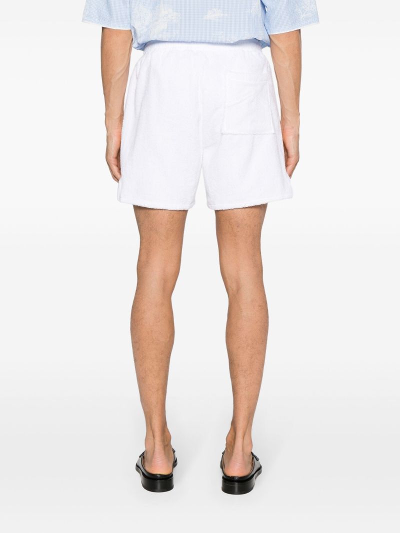 White Logo Embroidered Terry Cloth Shorts