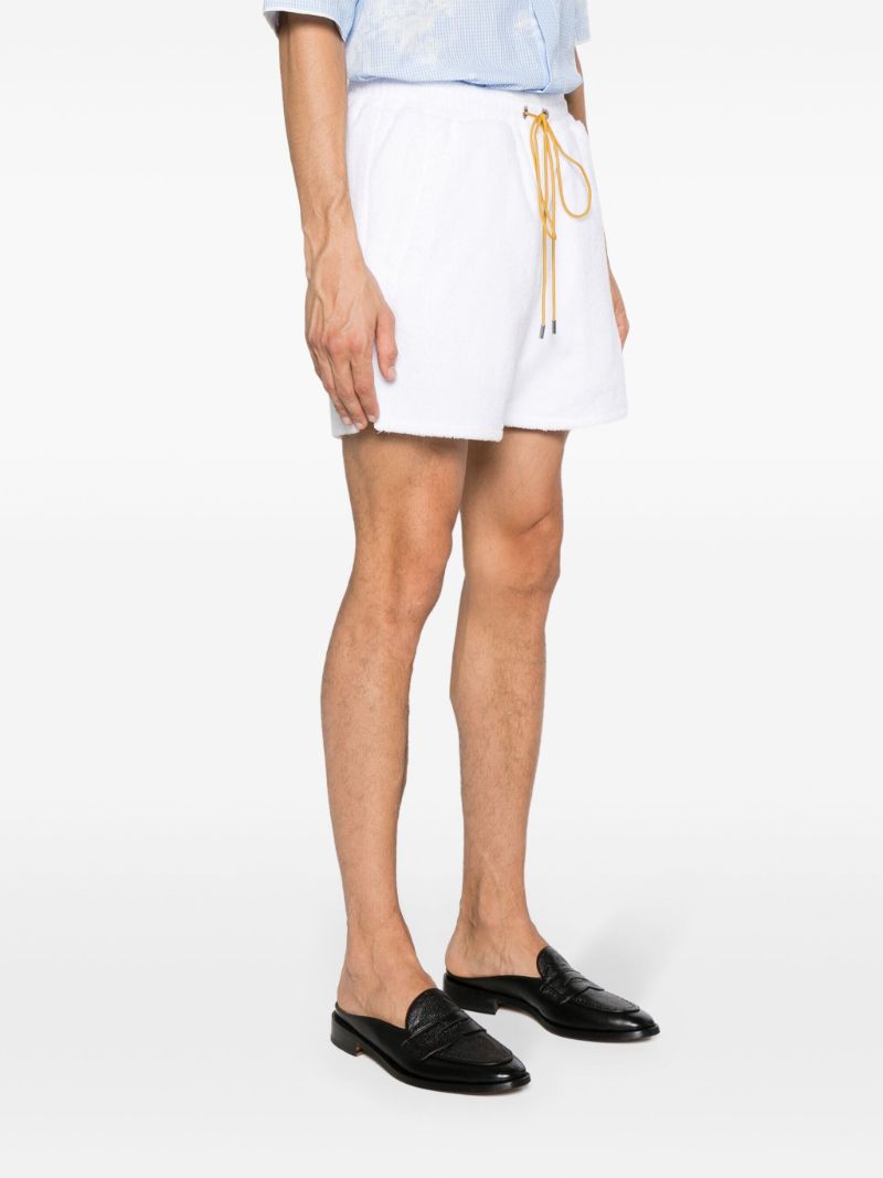 White Logo Embroidered Terry Cloth Shorts