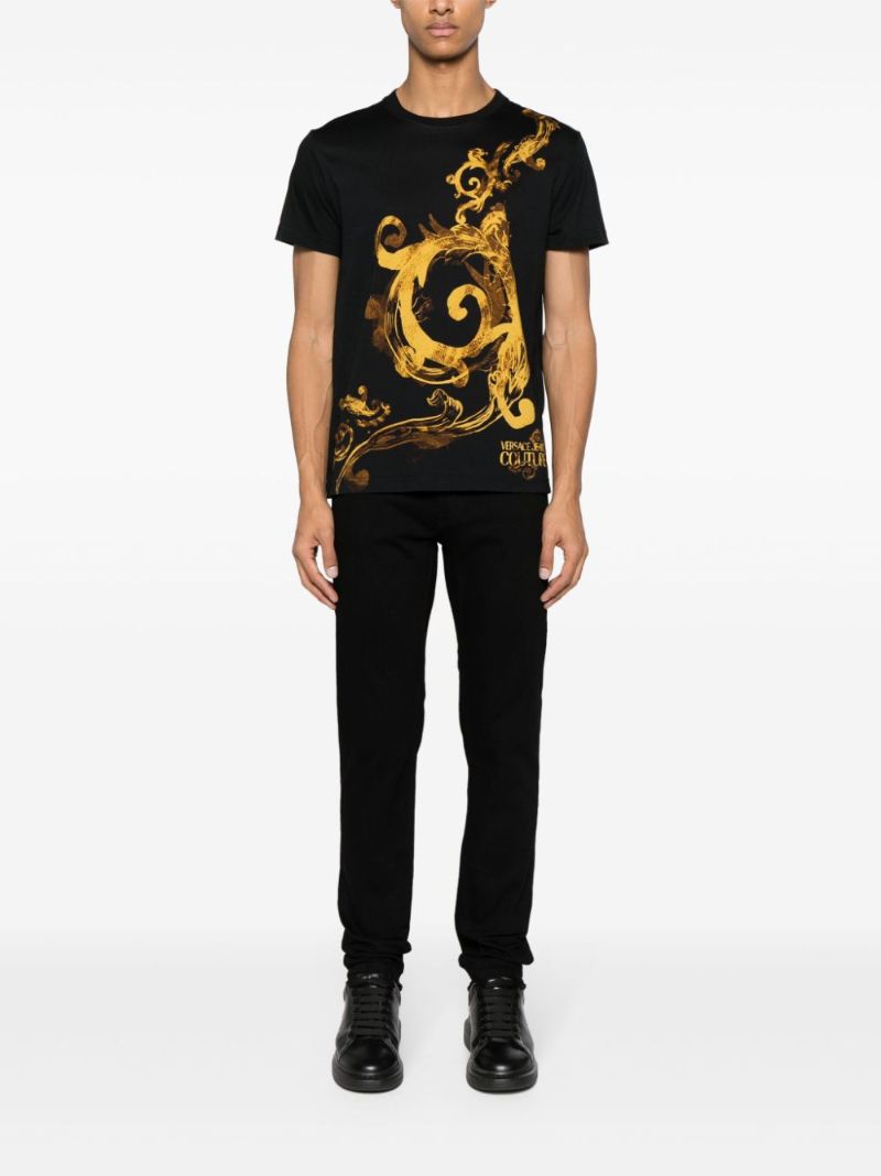 Black Watercolor Couture Printed T-shirt