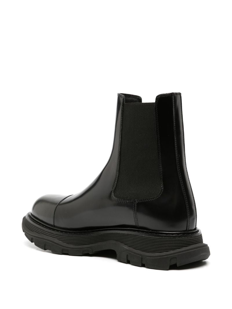 Black Tread Leather Chelsea Boots
