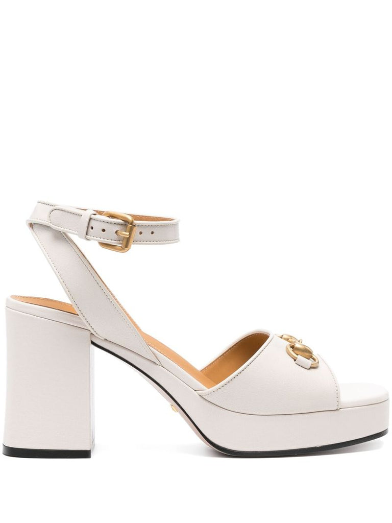 White Horsebit 100 Leather Sandals