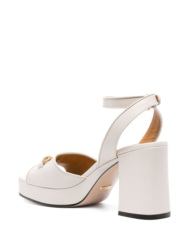 White Horsebit 100 Leather Sandals