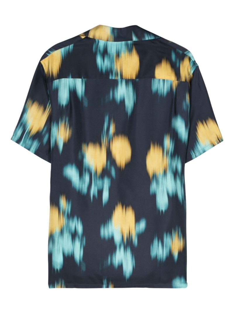 Blue Abstract Print Silk Shirt