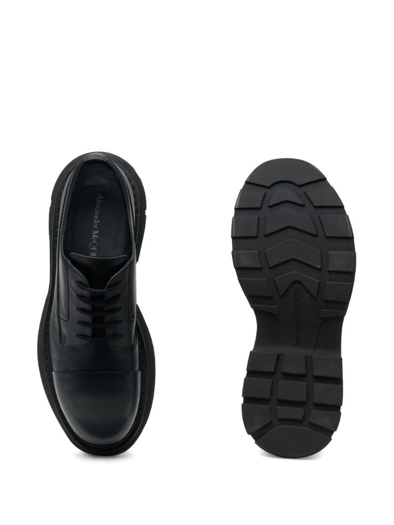 Black Tread Leather Derby Shoes