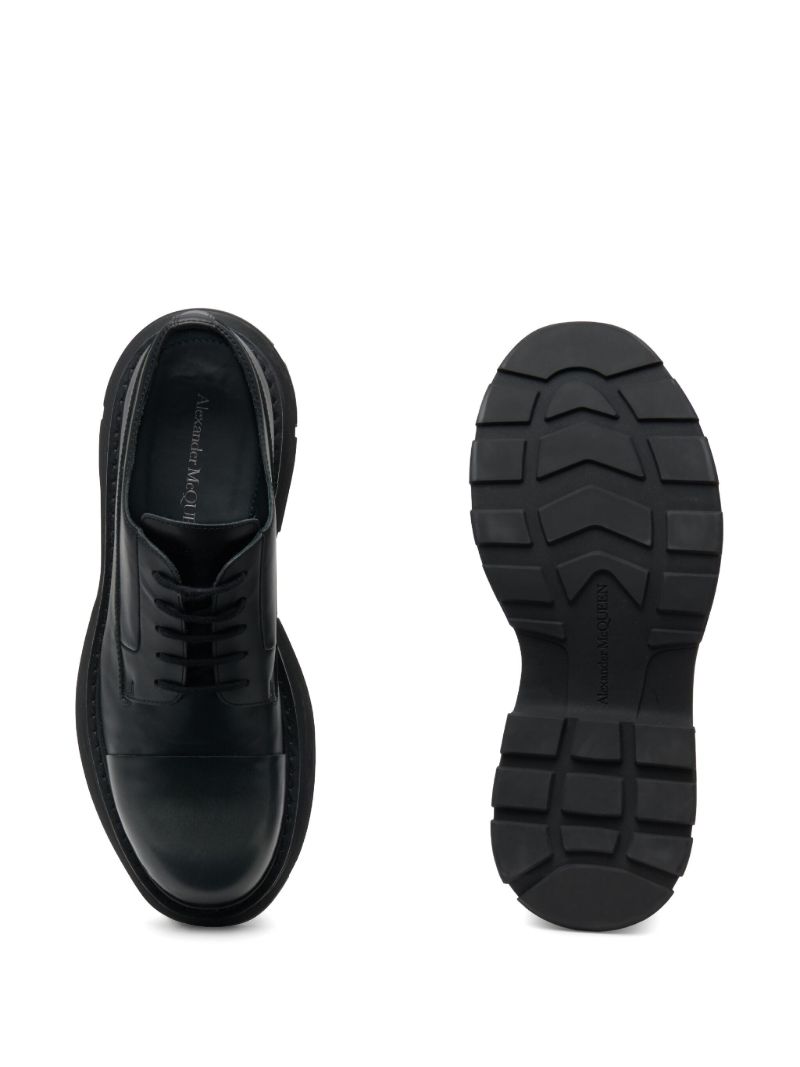 Black Tread Leather Derby Shoes
