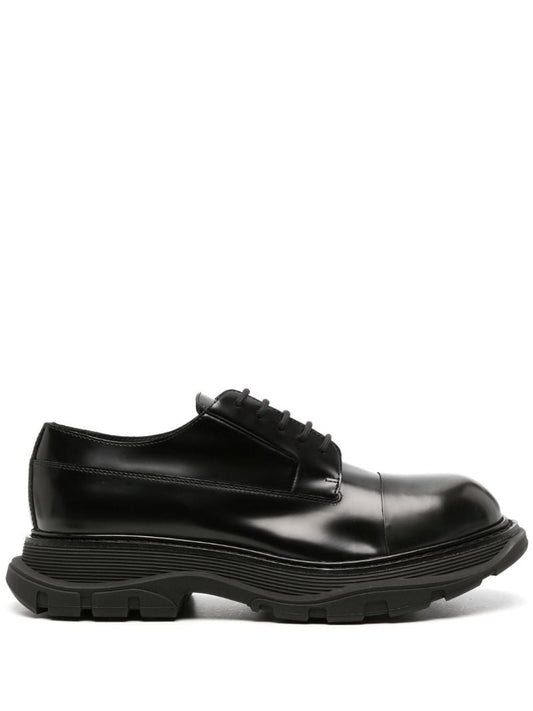 Black Tread Leather Derby Shoes