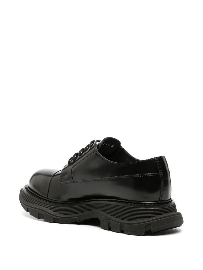 Black Tread Leather Derby Shoes