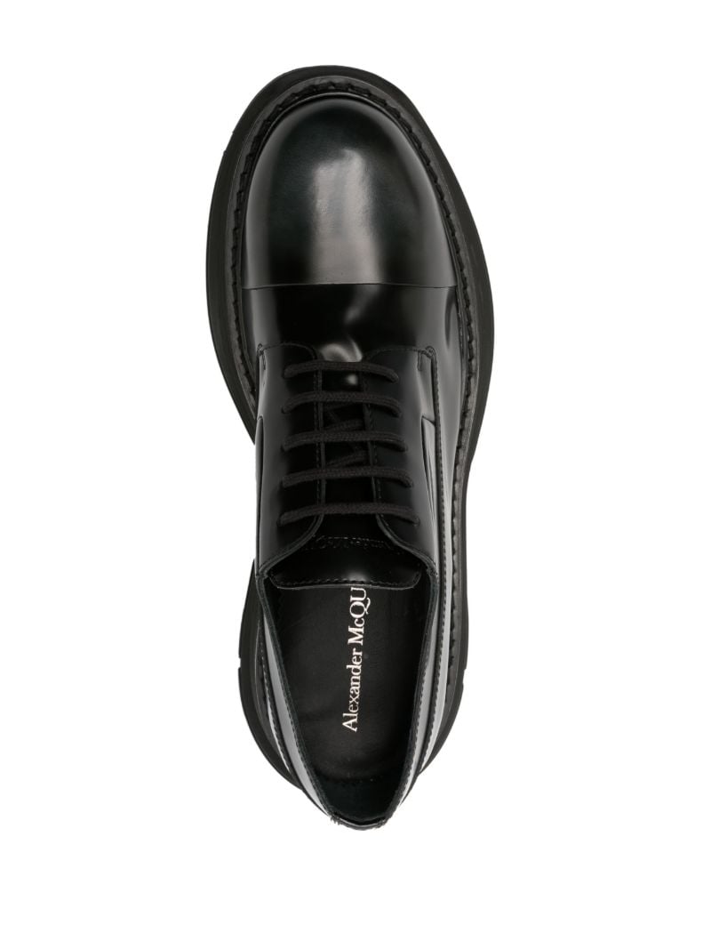 Black Tread Leather Derby Shoes