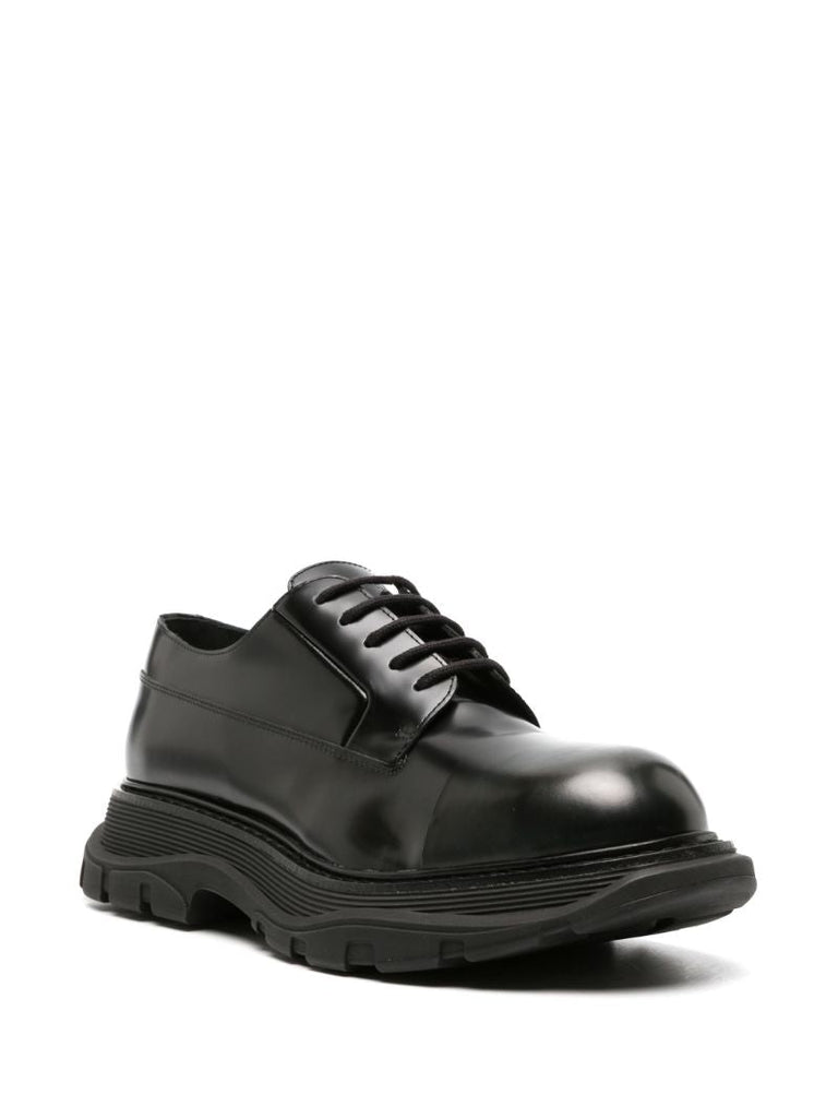 Black Tread Leather Derby Shoes