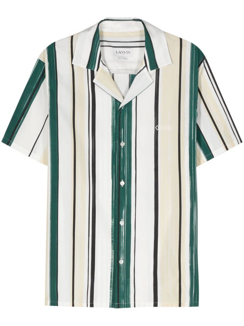 White Logo-embroidered Striped Shirt