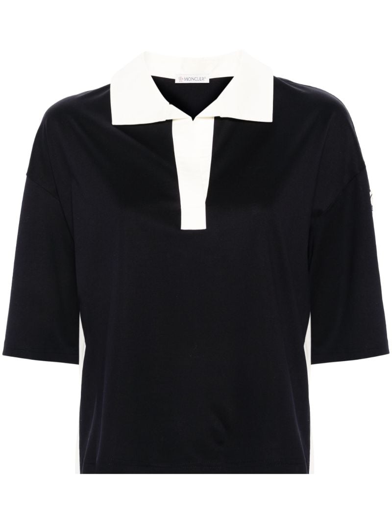 Black Logo-patch Cotton Polo Shirt