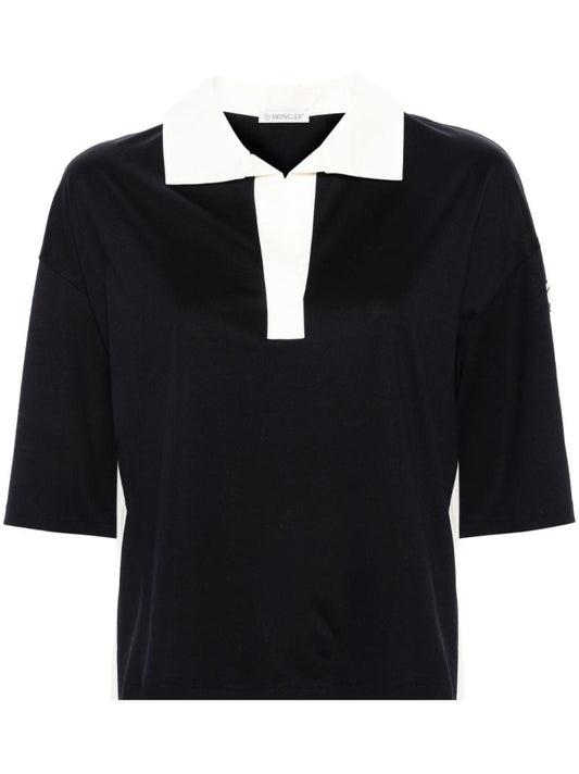 Black Logo-patch Cotton Polo Shirt