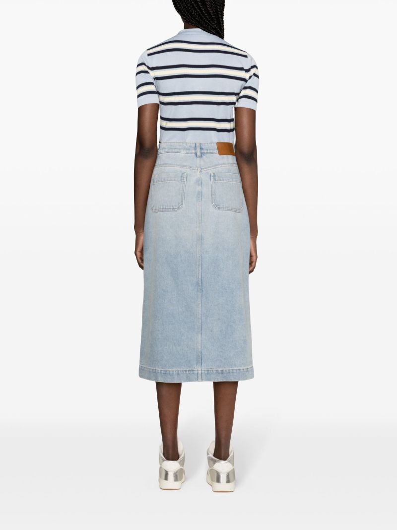 Blue Buttoned-up Denim Skirt