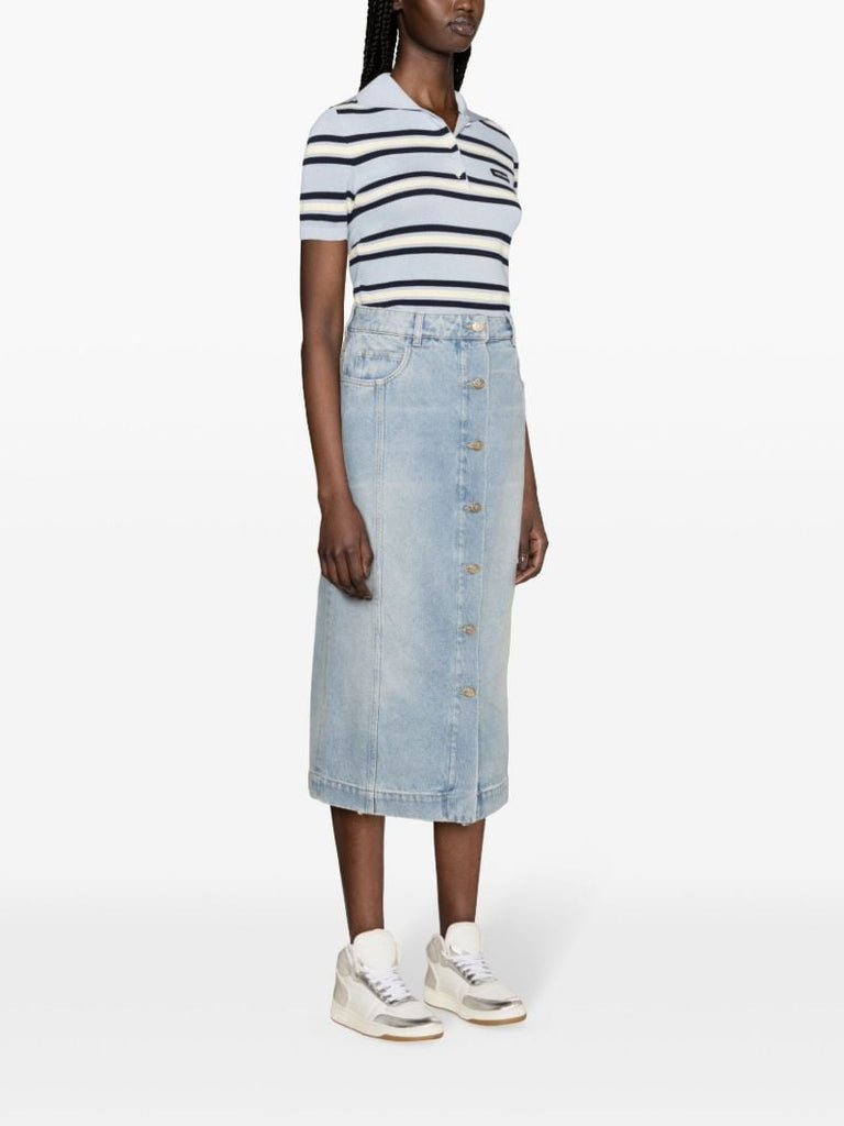 Blue Buttoned-up Denim Skirt