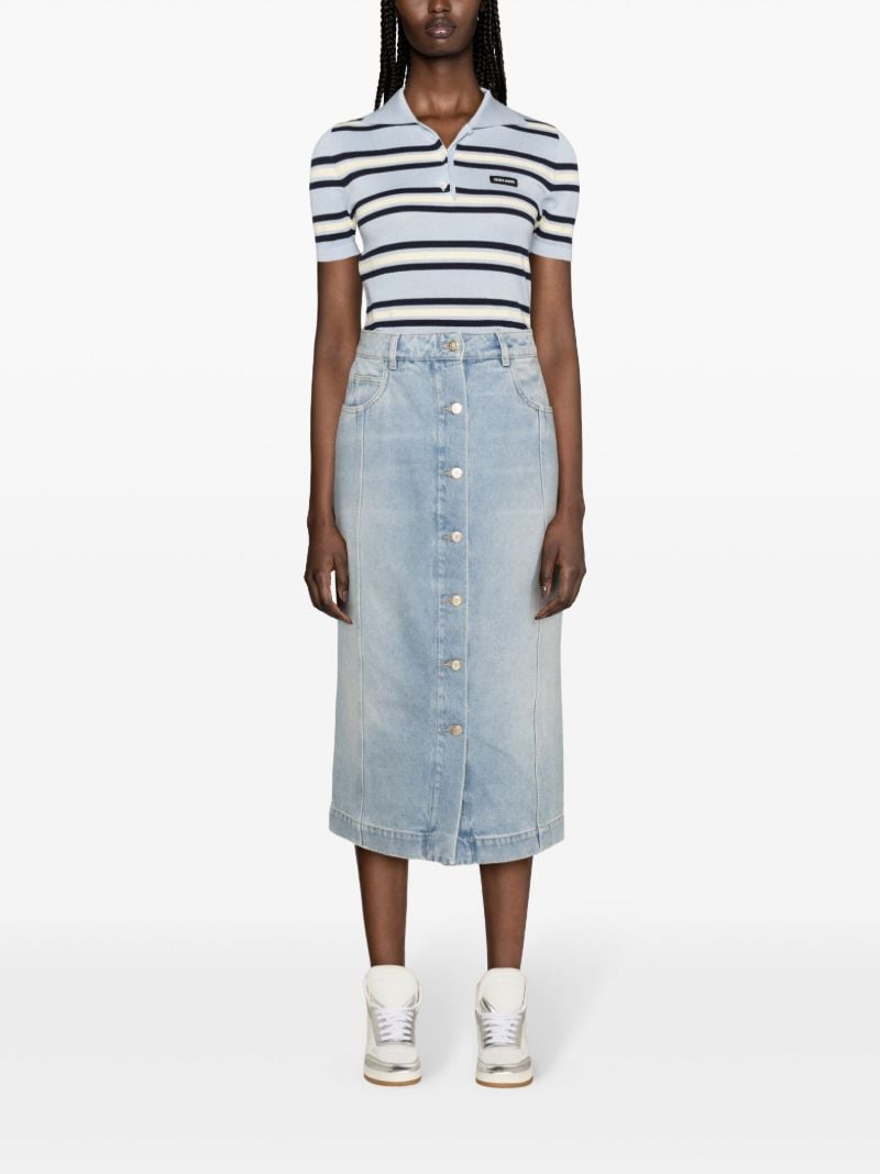 Blue Buttoned-up Denim Skirt