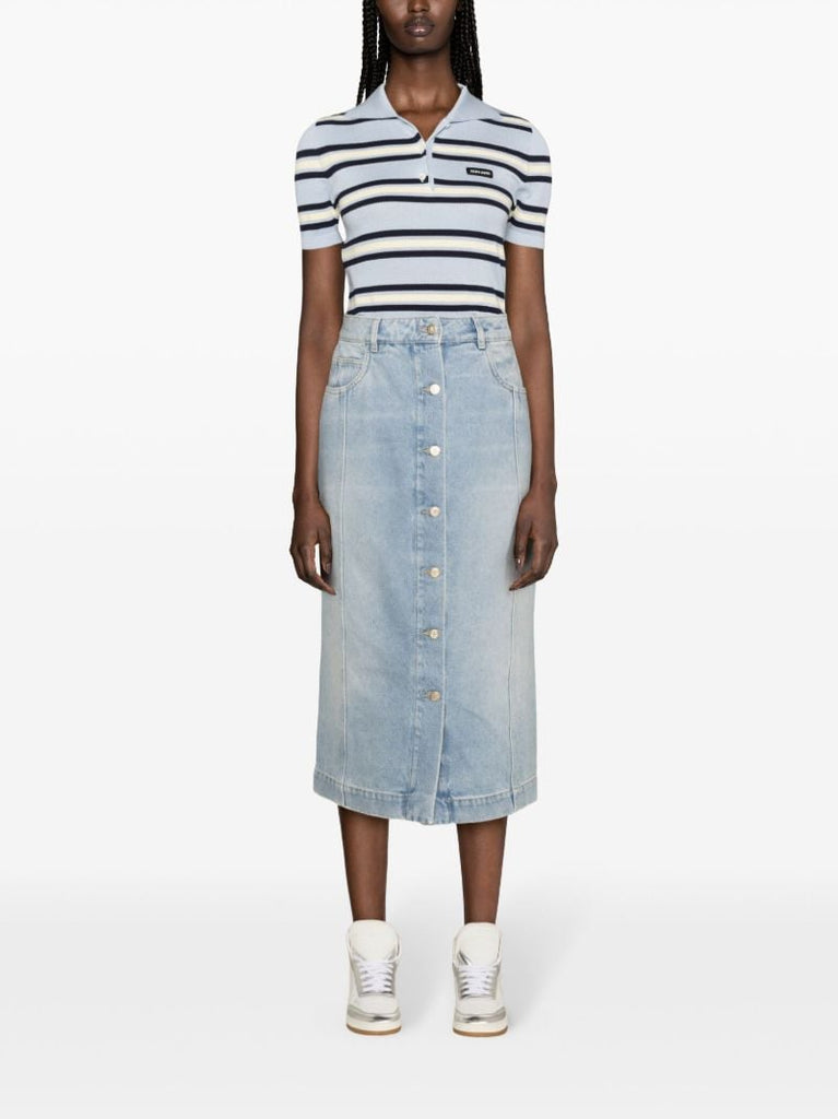 Blue Buttoned-up Denim Skirt