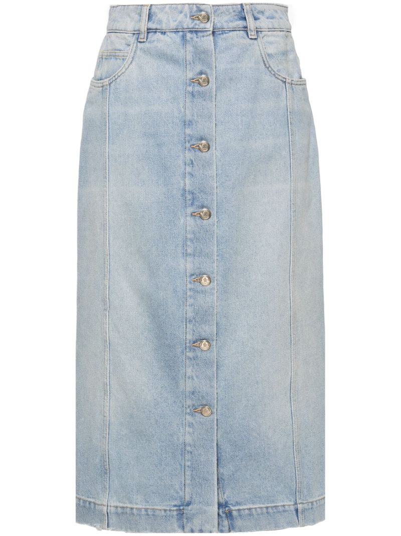 Blue Buttoned-up Denim Skirt