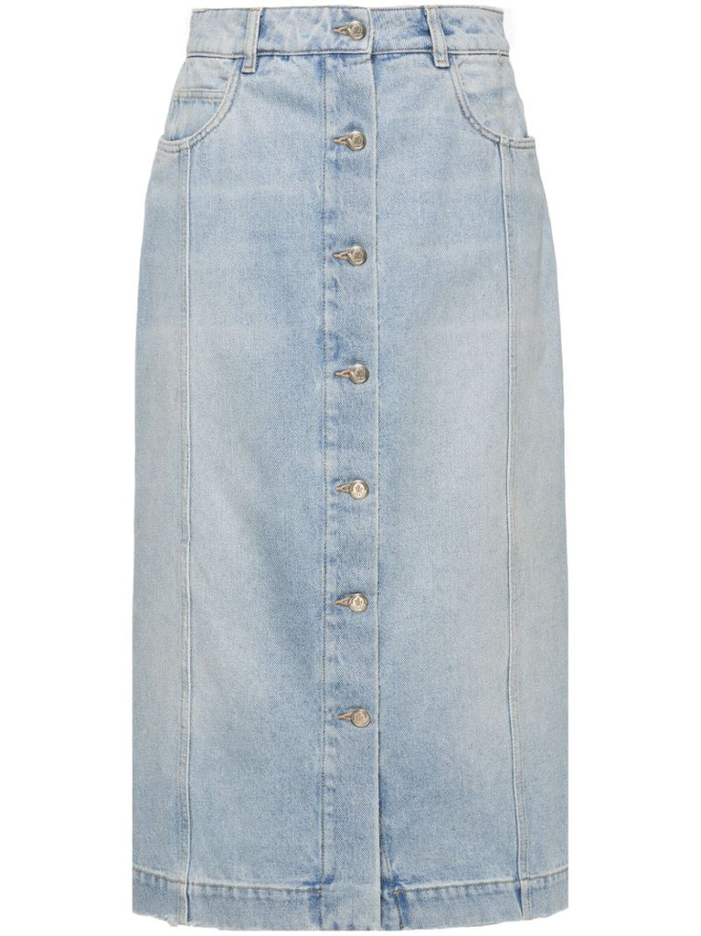 Blue Buttoned-up Denim Skirt