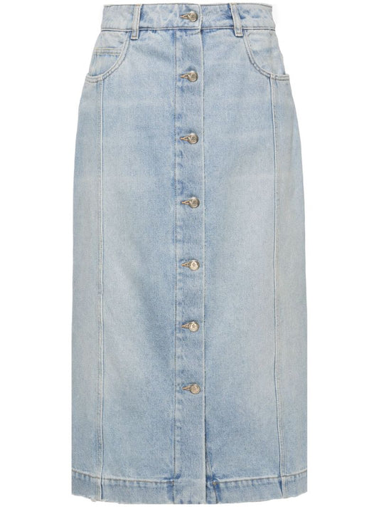 Blue Buttoned-up Denim Skirt