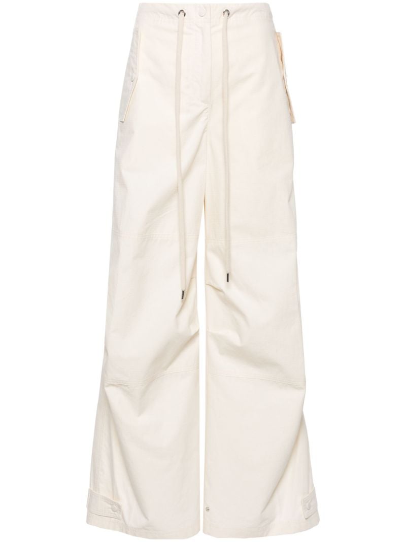 White Wide-leg Cotton Trousers
