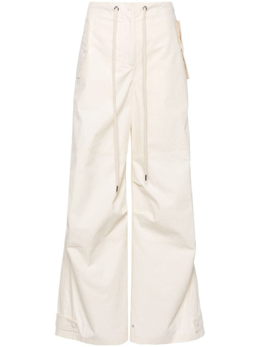 White Wide-leg Cotton Trousers
