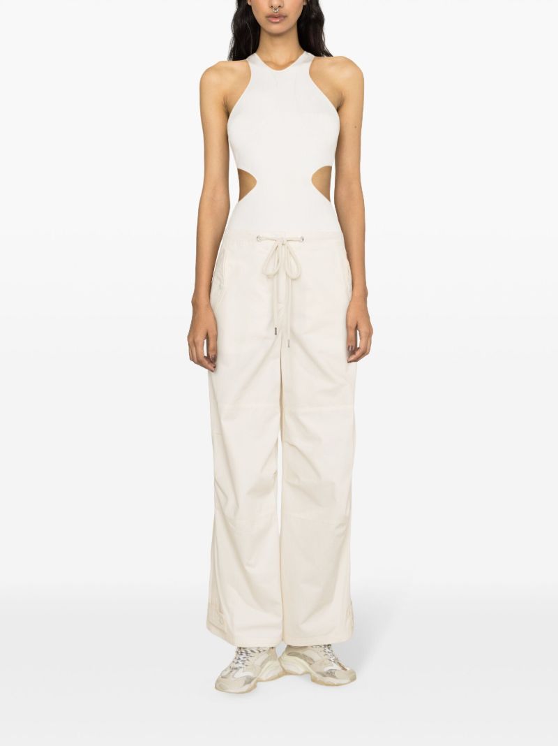 White Wide-leg Cotton Trousers