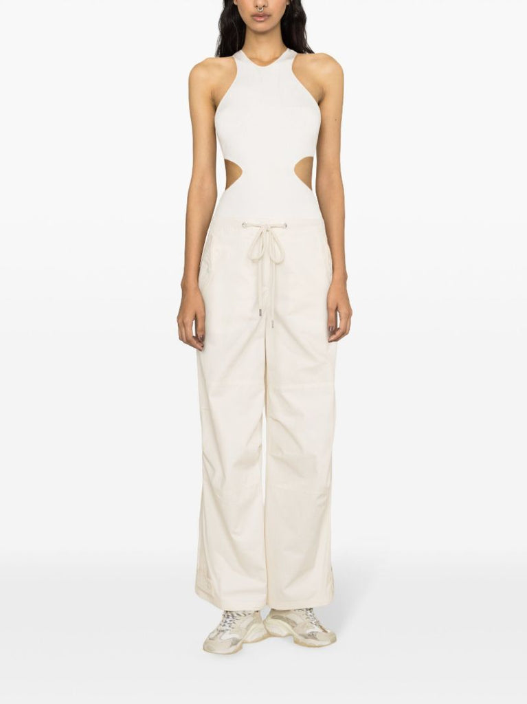 White Wide-leg Cotton Trousers