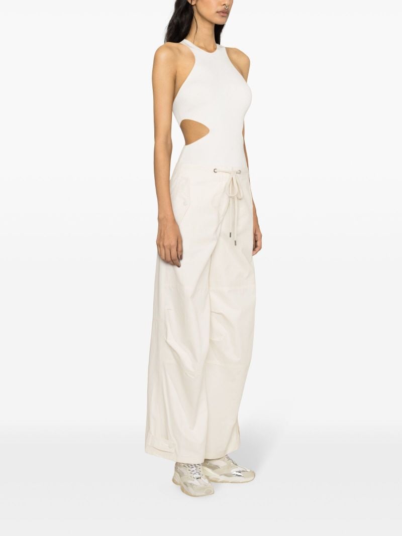 White Wide-leg Cotton Trousers
