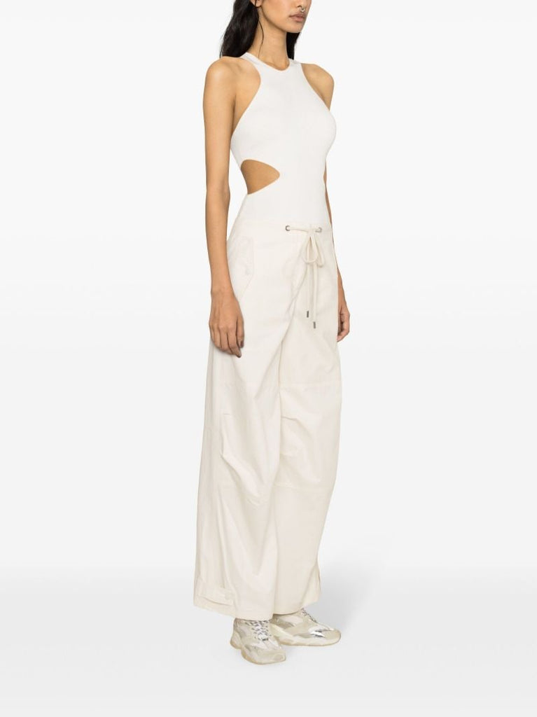 White Wide-leg Cotton Trousers