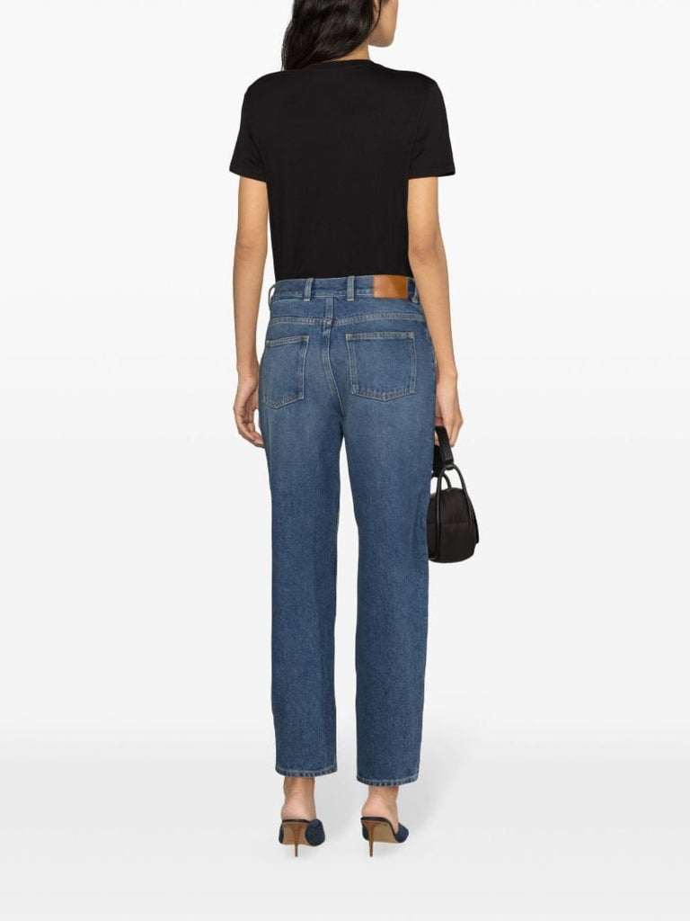 Blue Mid-rise Straight-leg Jeans