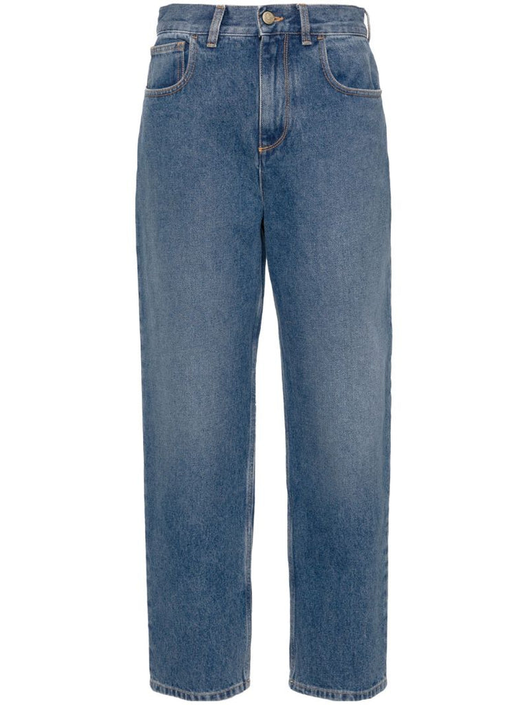 Blue Mid-rise Straight-leg Jeans