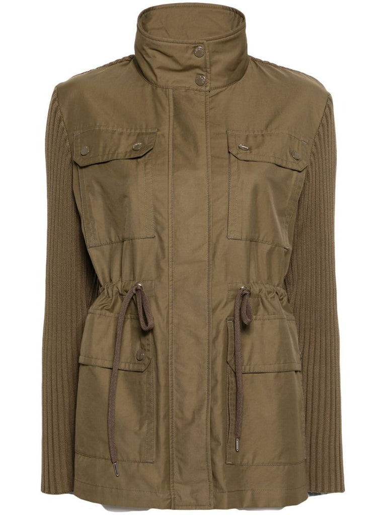Green Cotton Panelled Military Jacket