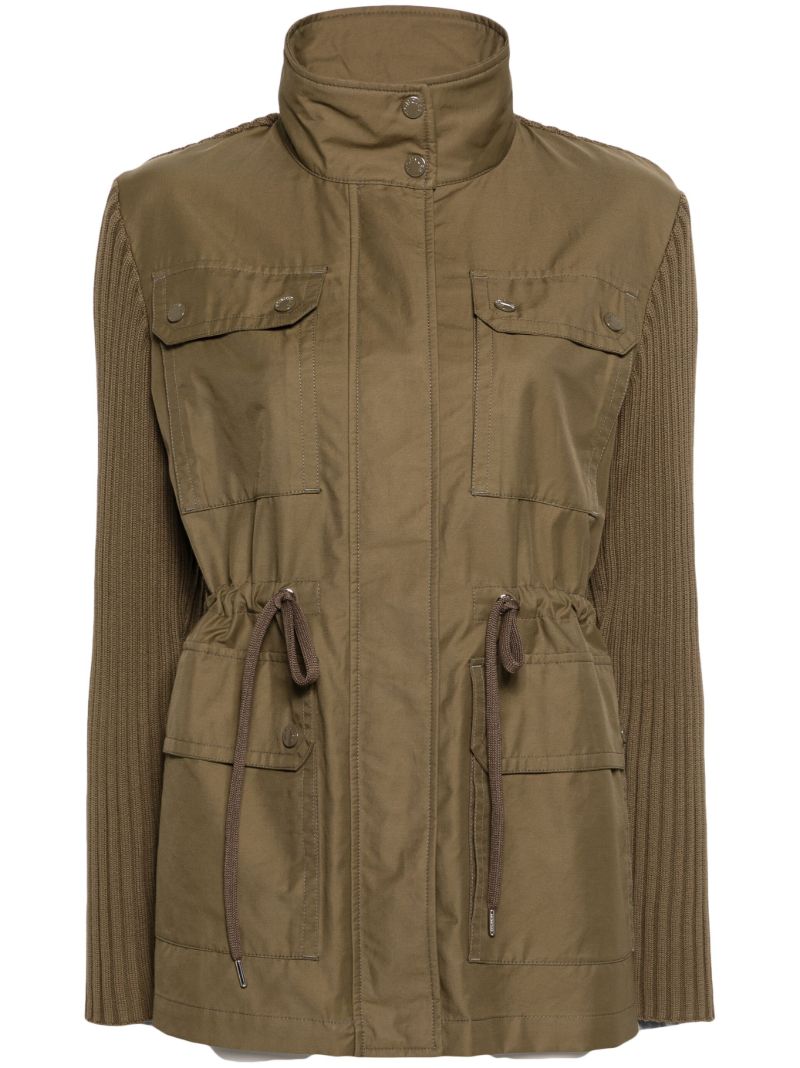 Green Cotton Panelled Military Jacket