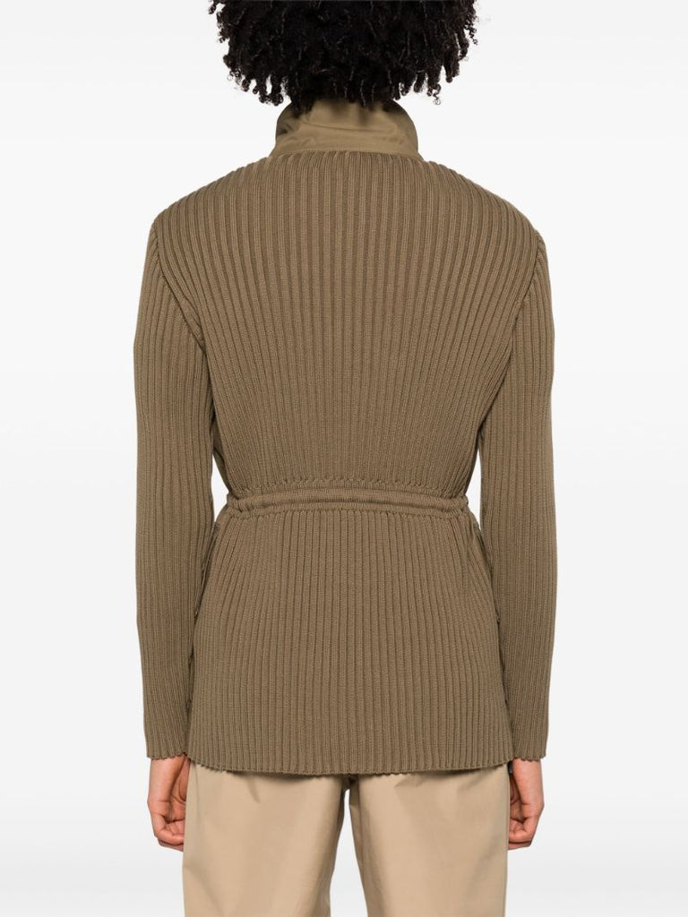 Green Cotton Panelled Military Jacket