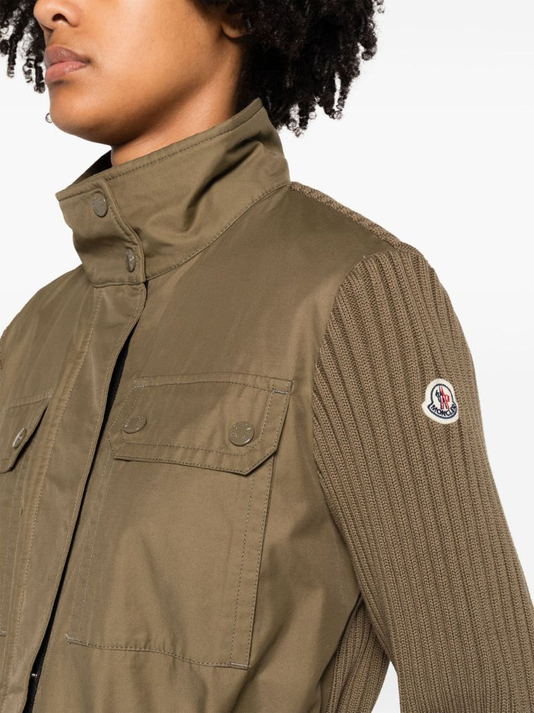 Green Cotton Panelled Military Jacket