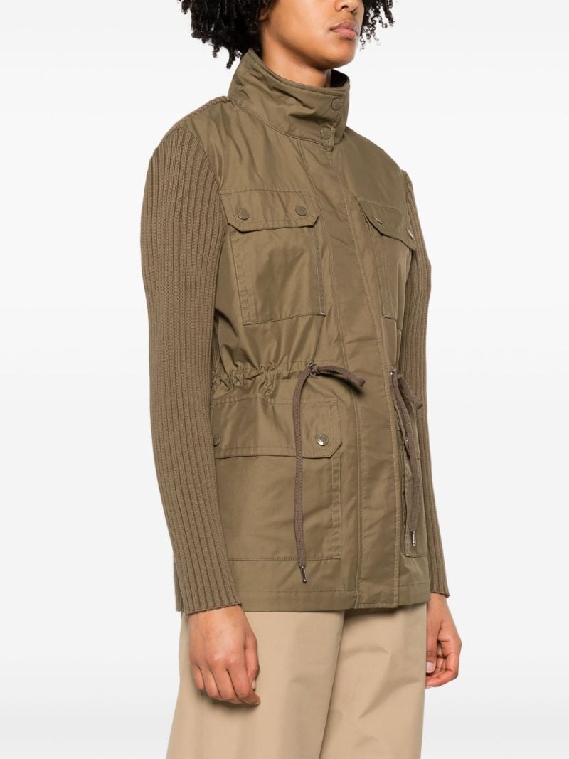 Green Cotton Panelled Military Jacket