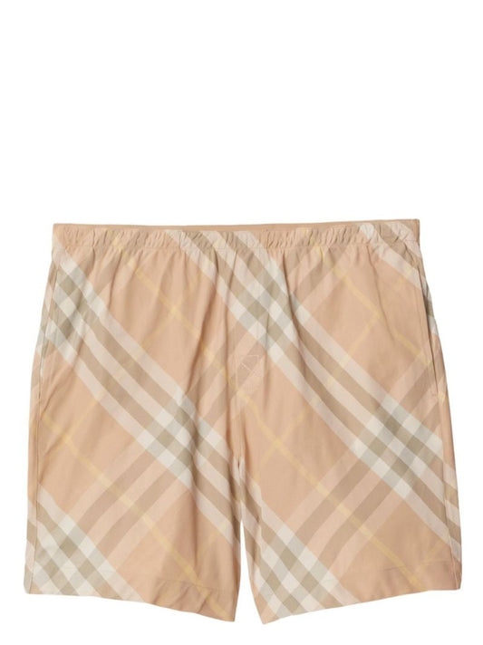 Neutral Checked Swim Shorts