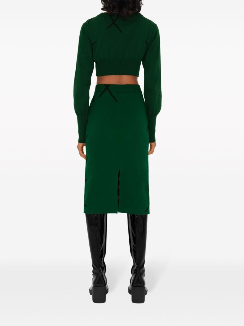 Green Argyle-knit Pencil Skirt