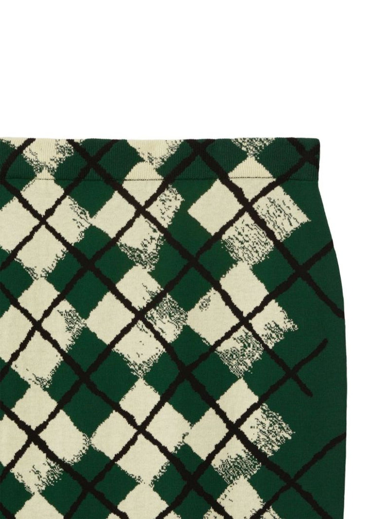 Green Argyle-knit Pencil Skirt