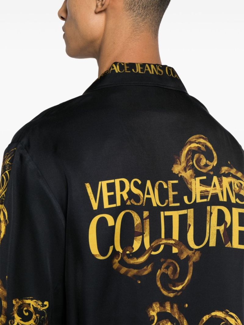 Black Baroccoflage-print Satin Shirt