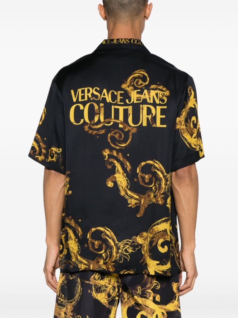 Black Baroccoflage-print Satin Shirt