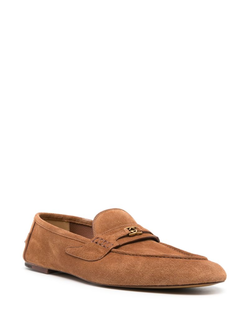 Brown Interlocking G Suede Loafers
