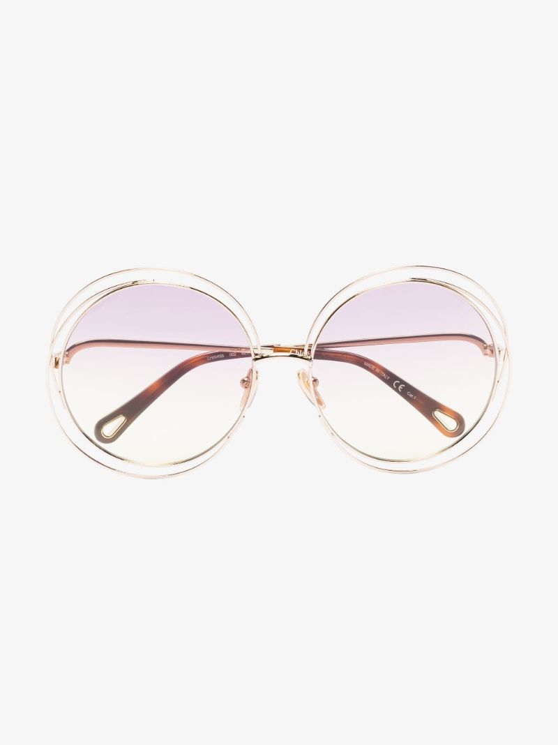 Gold Tone Carlina Round Sunglasses