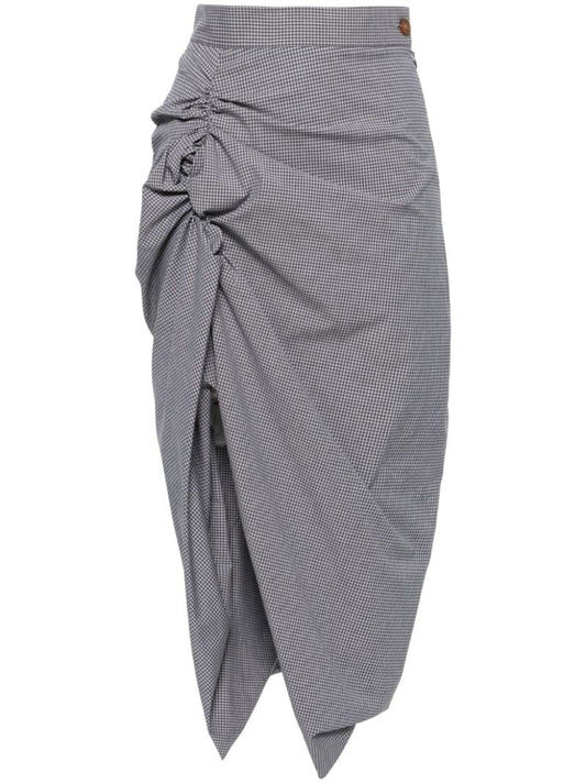 Grey Panther Checked Cotton Skirt