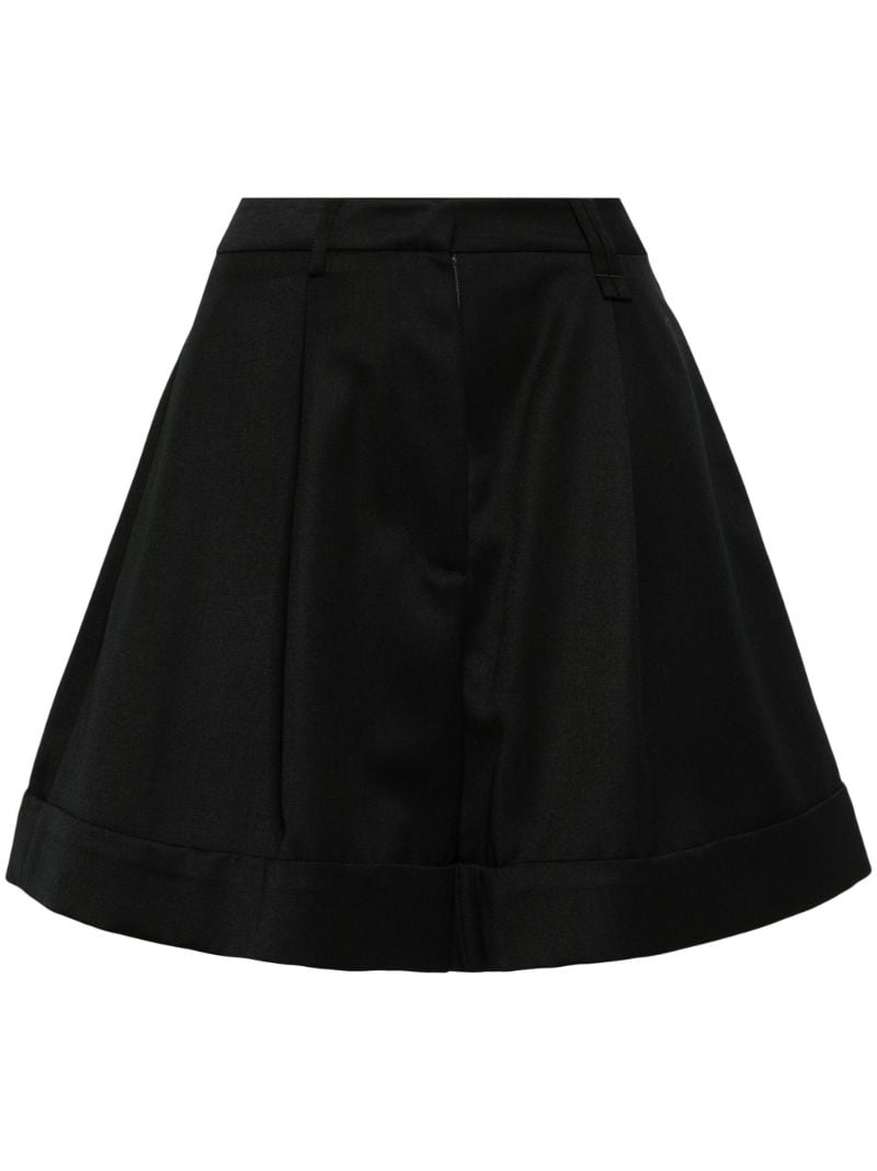 Black Wide-leg Twill Shorts